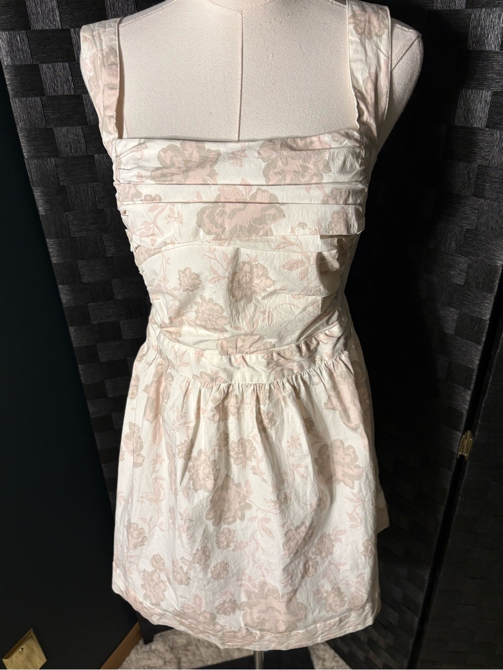 Free People Meet Me In Maui Printed Floral Cotton Mini Dress Adjustable